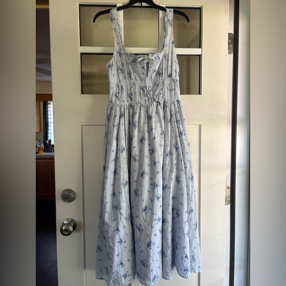 American Eagle Square Neck Corset Midi Dress